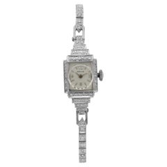 Hamilton Vintage 14K White Gold Silver Dial Quartz Ladies Bracelet Watch