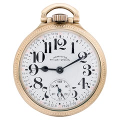 Hamilton Vintage American Railroad Pocket Watch Grade 992B Yellow Gold Filled