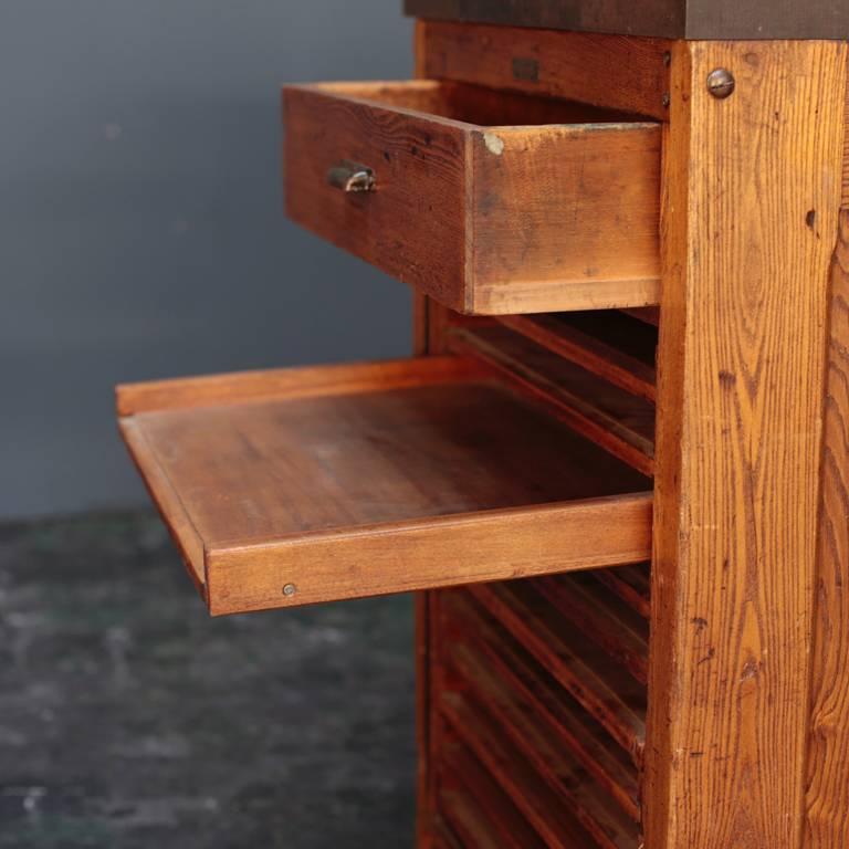 ''Hamilton'' vintage Industrial Wood with Iron Top at 1stDibs