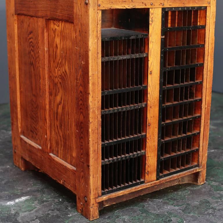 20th Century ''Hamilton'' vintage Industrial Wood Cabinet with Iron Top