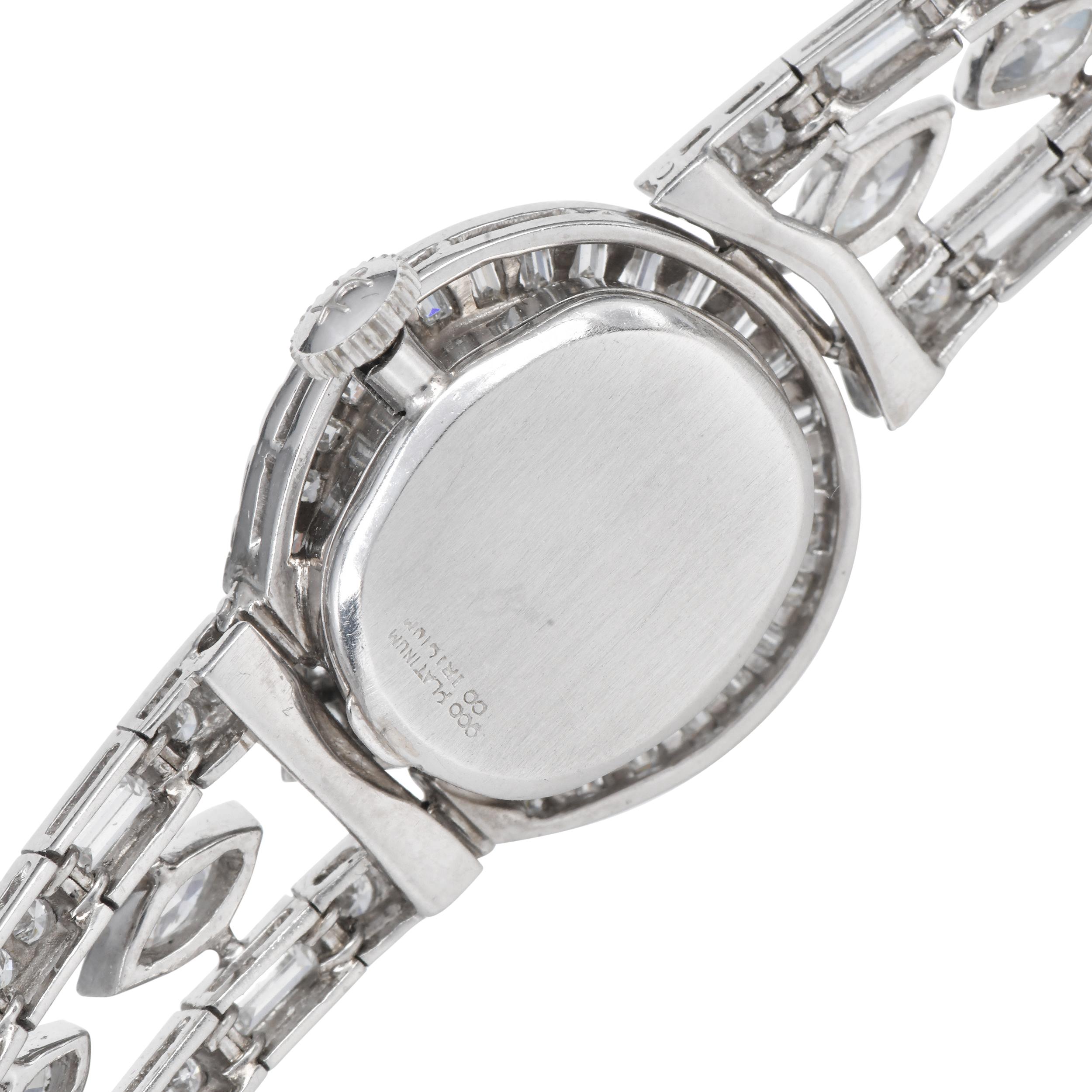 Reloj de pulsera de cóctel Hamilton Vintage de platino con diamantes ocultos en venta 4