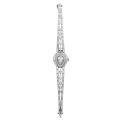 Hamilton Vintage Platinum Diamond Hidden-Face Cocktail Bracelet Watch