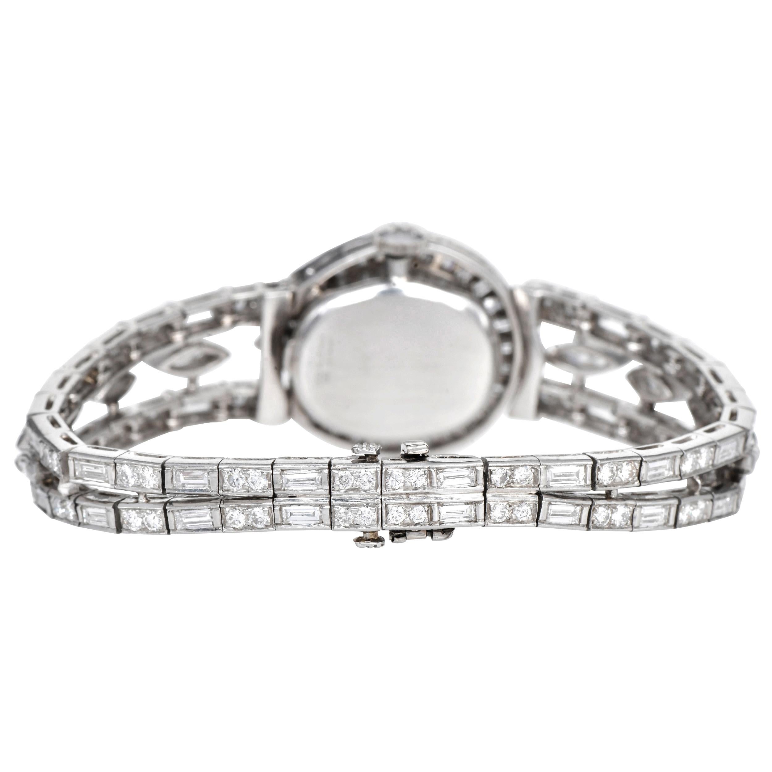 Reloj de pulsera de cóctel Hamilton Vintage de platino con diamantes ocultos Corte pera en venta