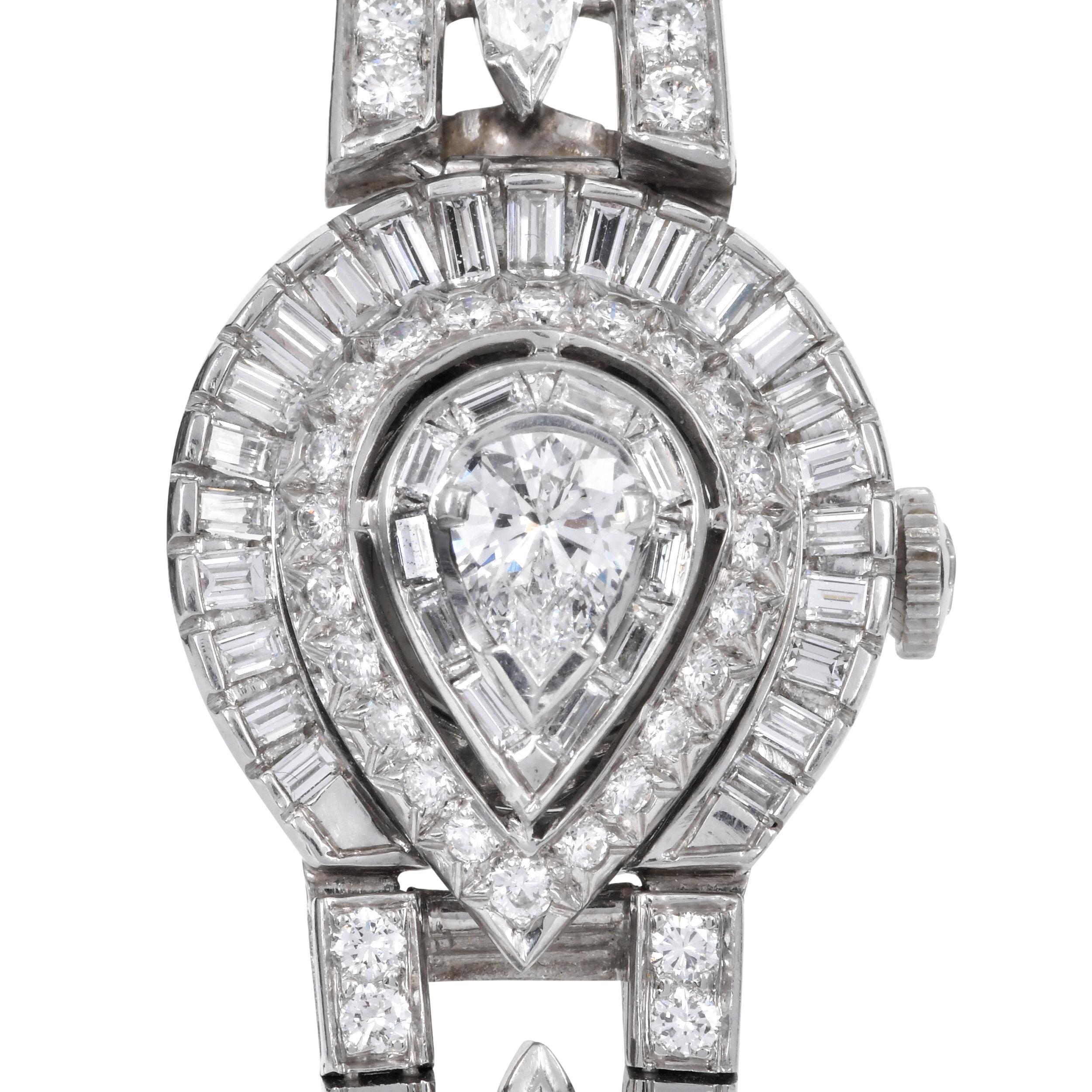 De las mujeres Reloj de pulsera de cóctel Hamilton Vintage de platino con diamantes ocultos en venta