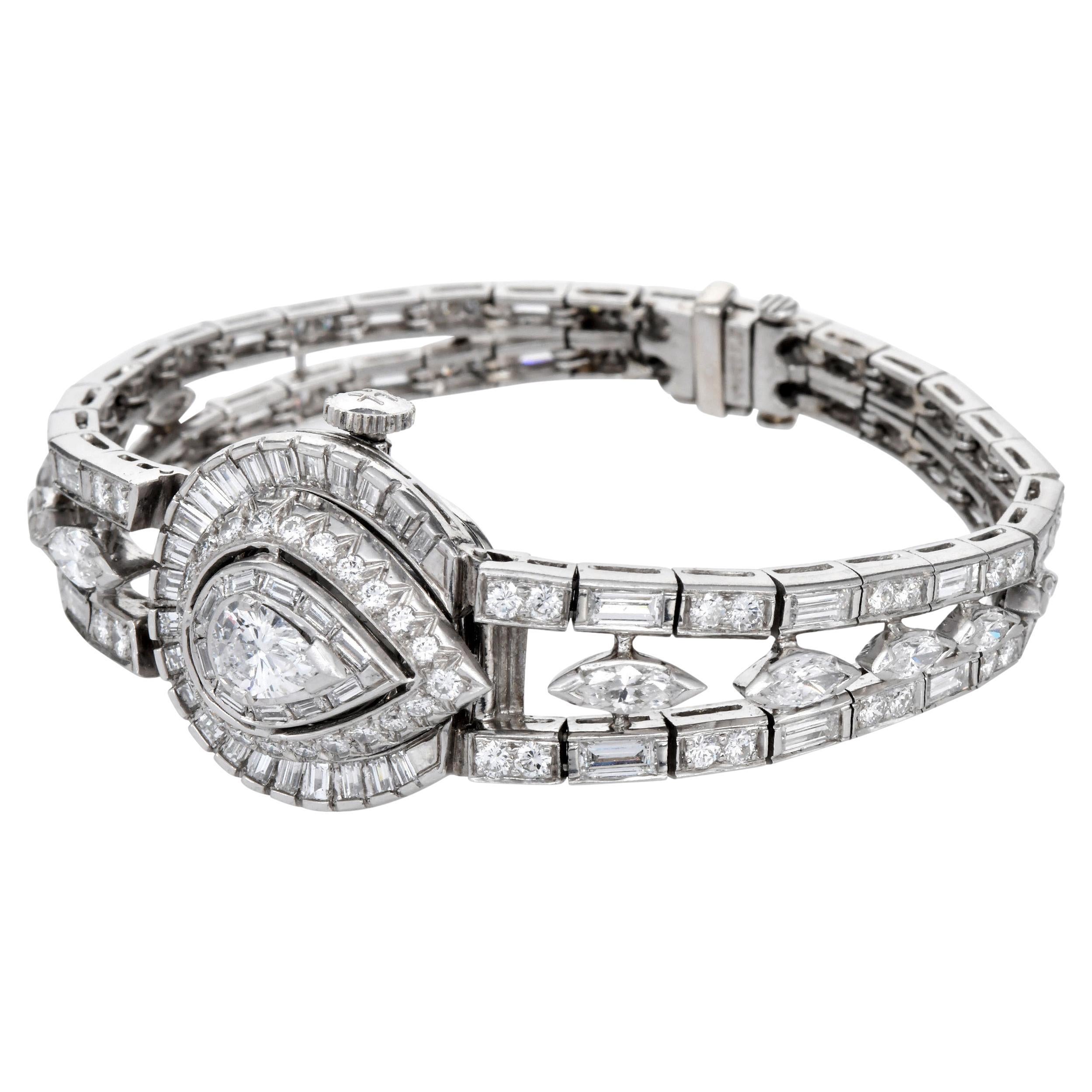 Hamilton Vintage Platin Diamond Hidden-Face Cocktail-Armbanduhr