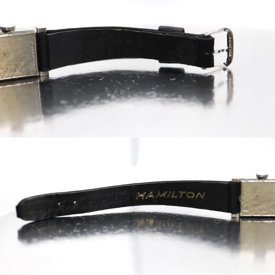 HAMILTON Watch. 14k White Gold Rectangle Ladies Hamilton mechanical wristwatch. 4