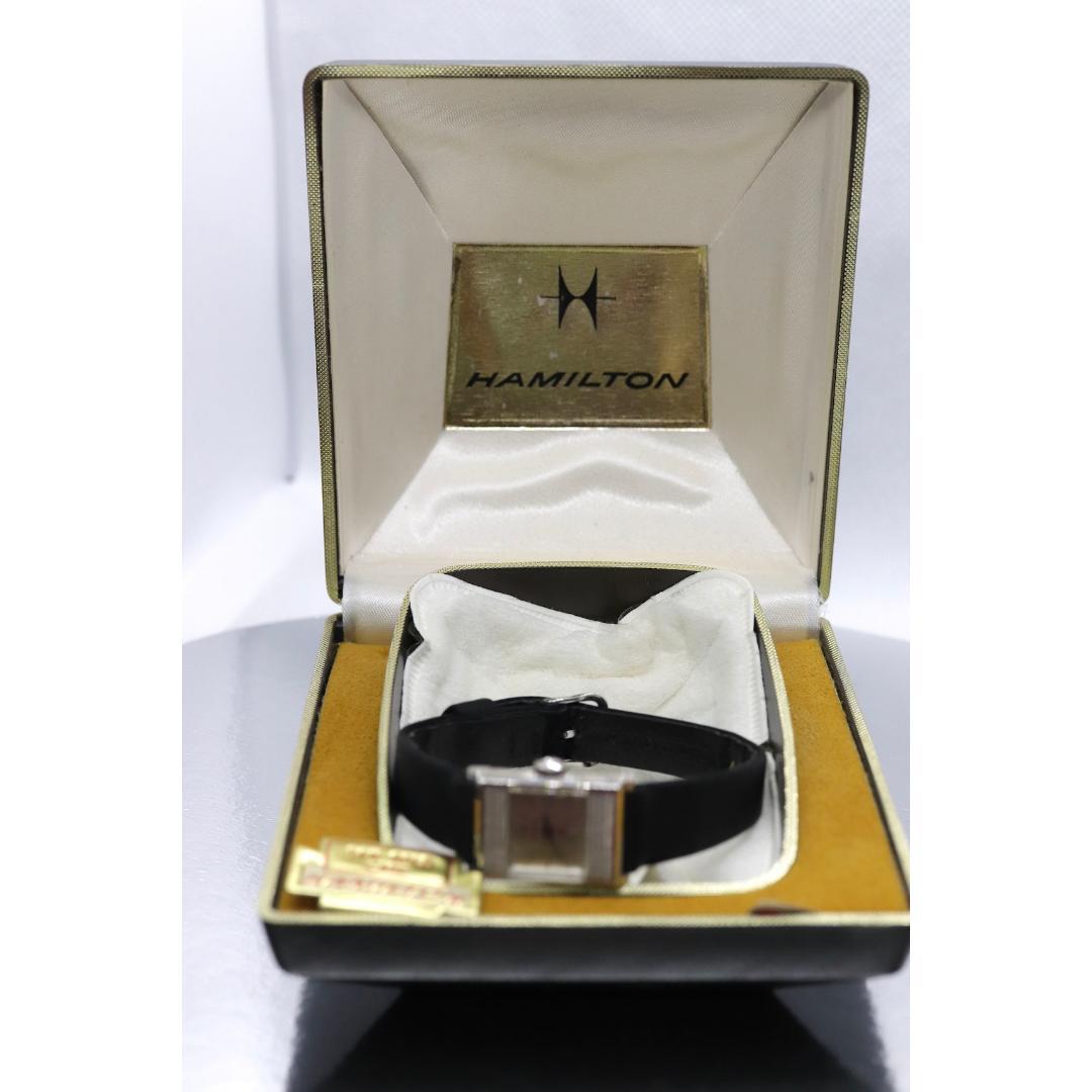 HAMILTON Watch. 14k White Gold Rectangle Ladies Hamilton mechanical wristwatch. 5