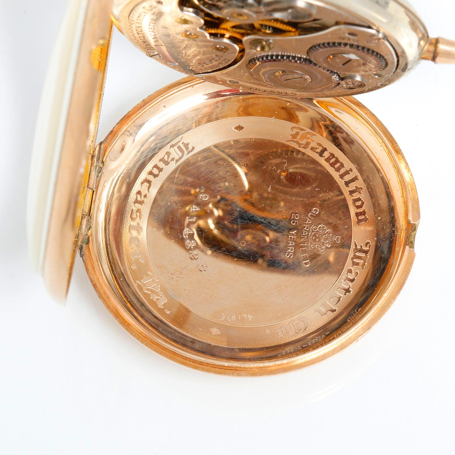 Men's Hamilton Watch Co. Gold Filled Grade 910 Open Face Pocket Watch For Sale