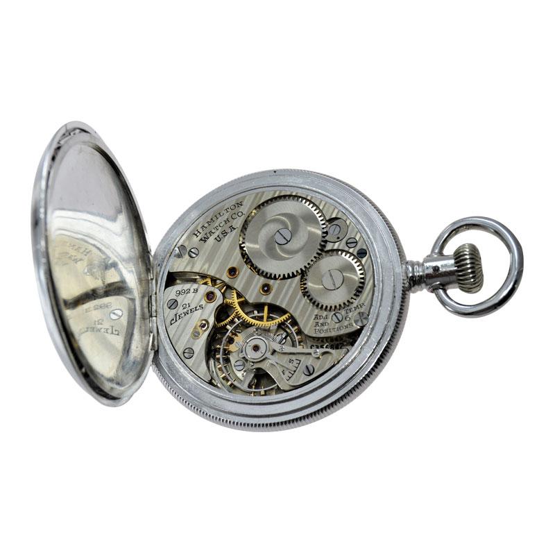 Hamilton Watch Co. Hunters Case Pocket Watch, circa 1900s In Excellent Condition In Long Beach, CA