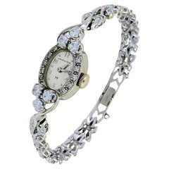 Reloj Hamilton Reloj de pulsera Retro para señora Diamante 14k Oro Blanco