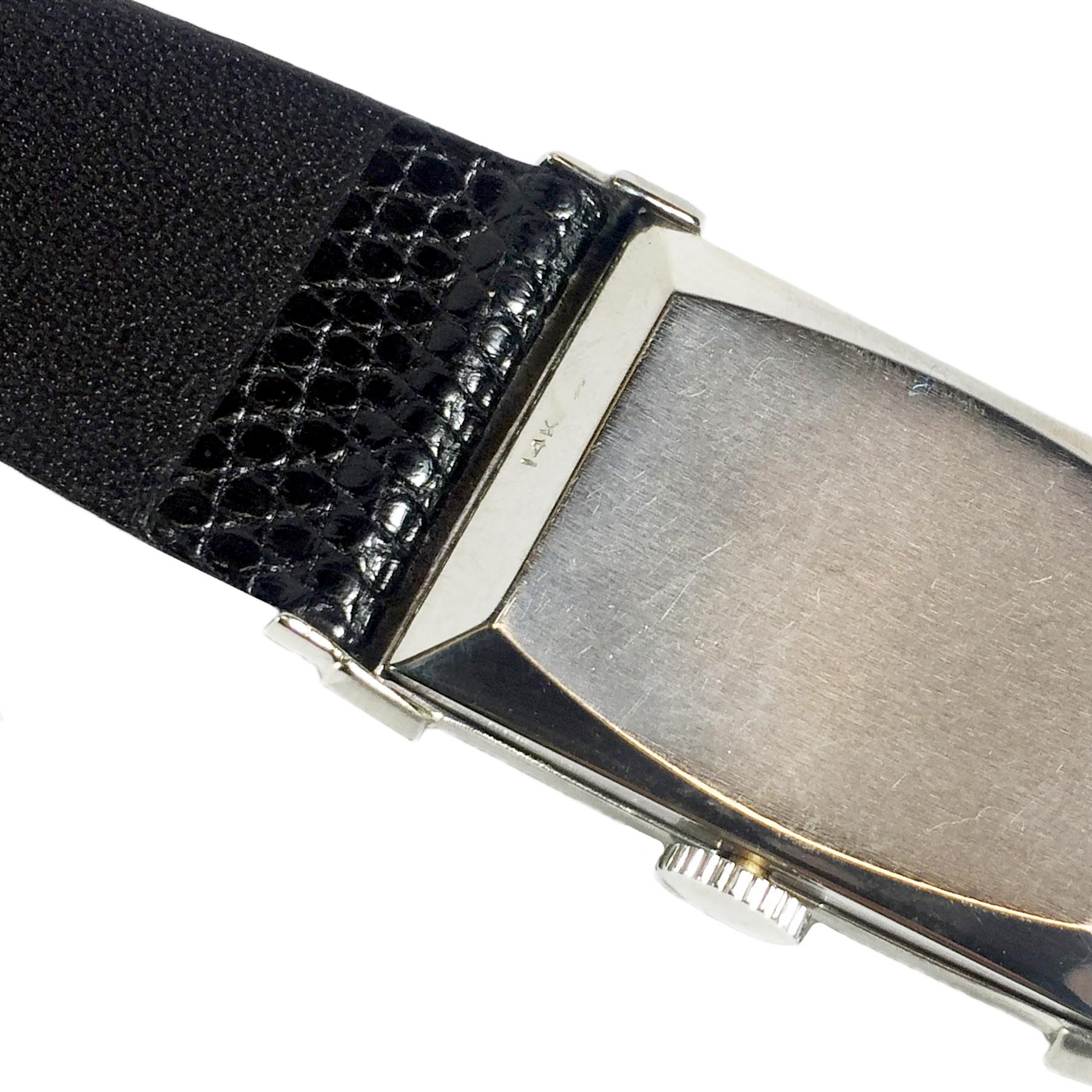 Hamilton White Gold and Diamond Set 1940s Top Hat Wristwatch In Excellent Condition In Chicago, IL