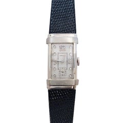 Vintage Hamilton White Gold and Diamond Set 1940s Top Hat Wristwatch