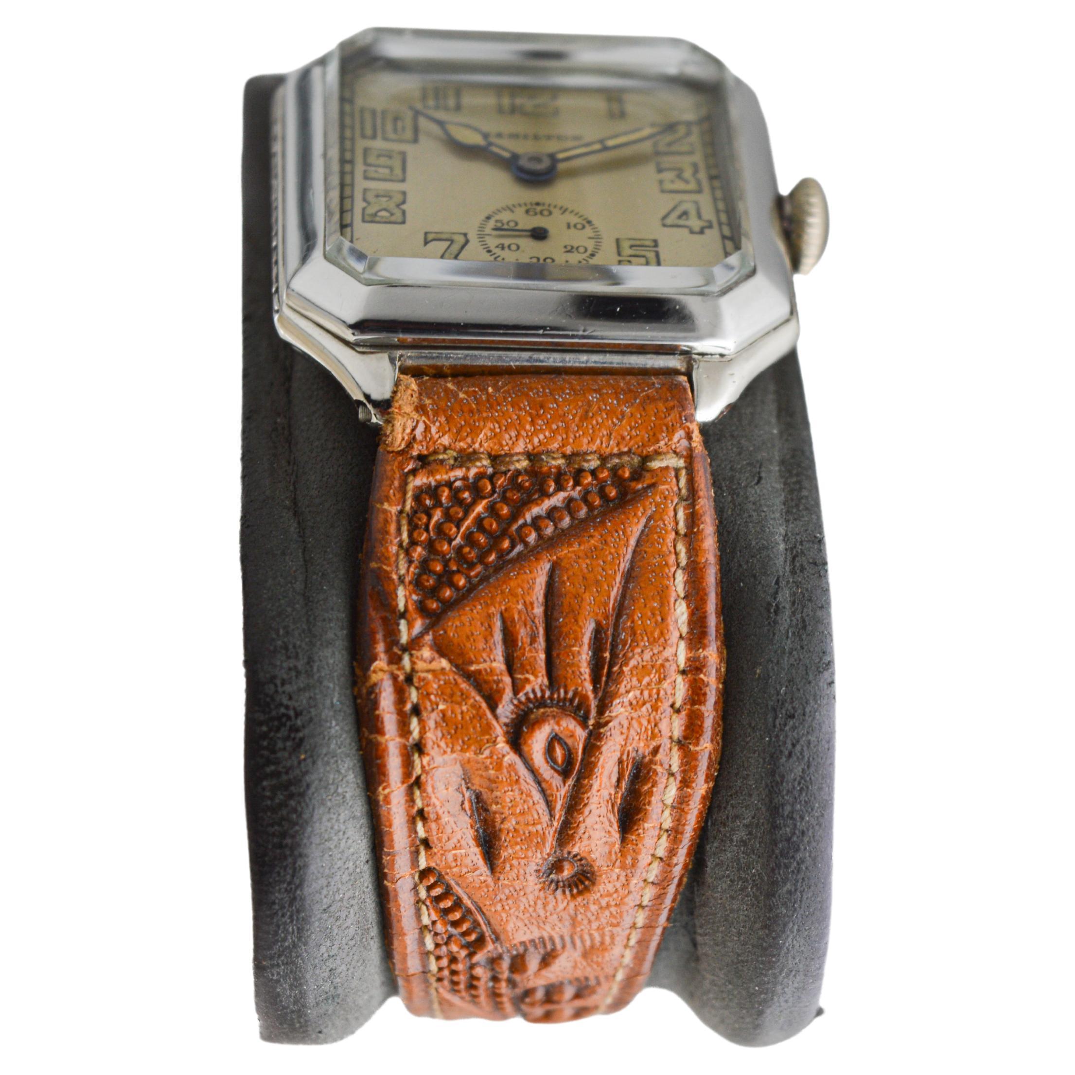 Hamilton White Gold Filled Art Deco Watch circa 1931 with Original Dial & Hands For Sale 6