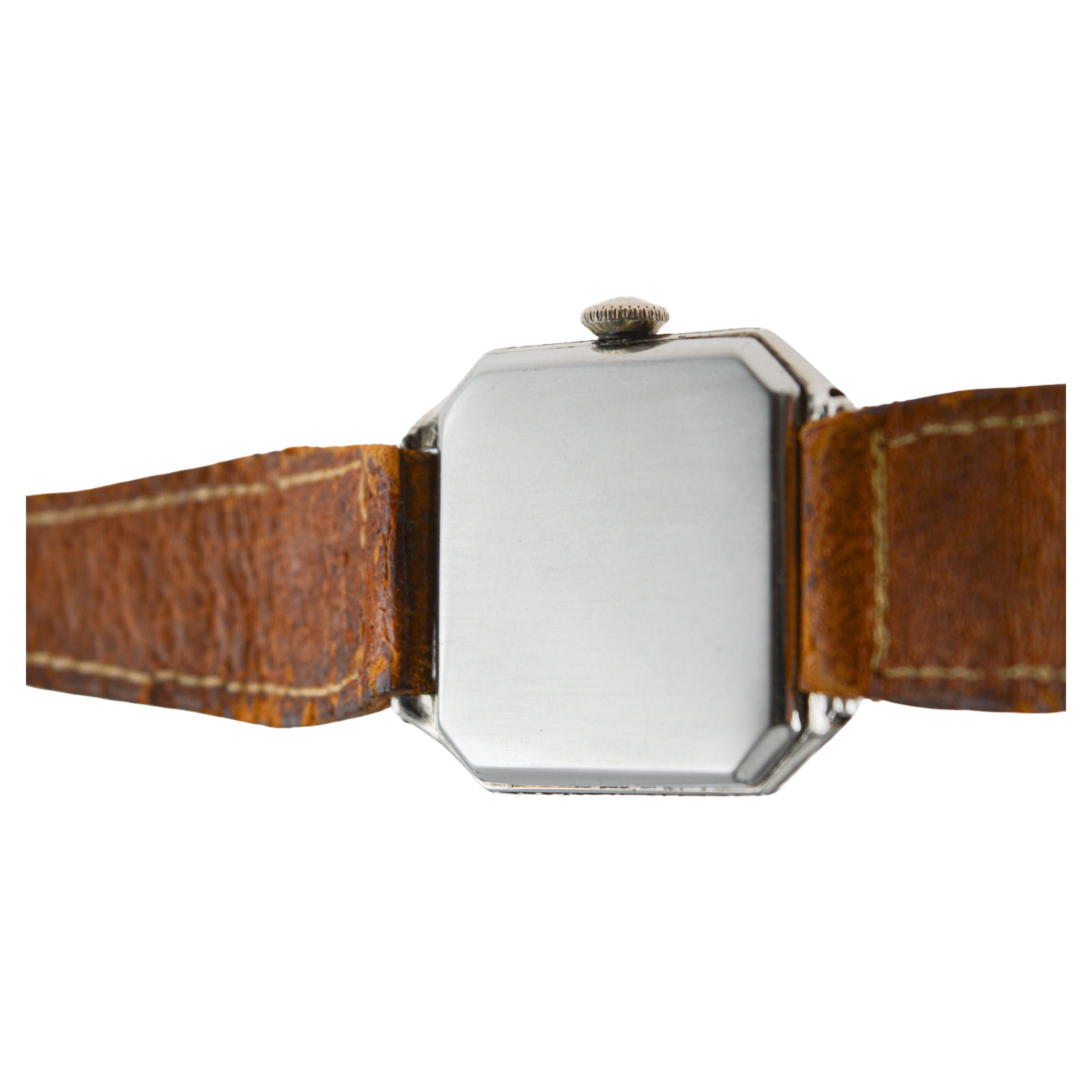 Hamilton White Gold Filled Art Deco Watch circa 1931 with Original Dial & Hands For Sale 10