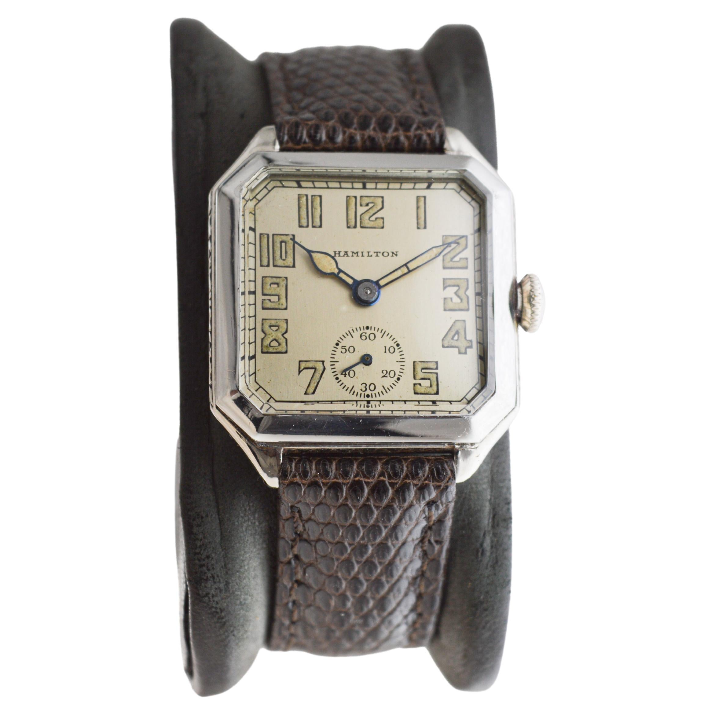Hamilton White Gold Filled Art Deco Watch circa 1931 with Original Dial & Hands