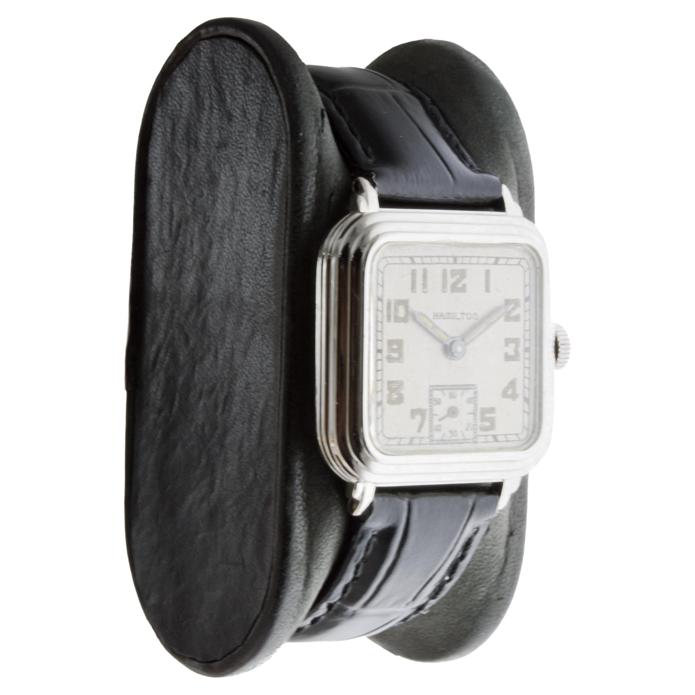 Hamilton White Gold Filled Art Deco Watch With 