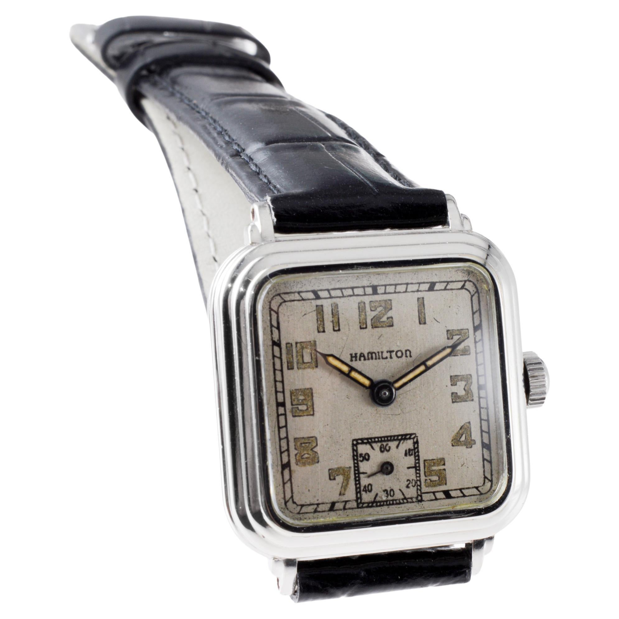 Hamilton White Gold Filled Art Deco Watch With 