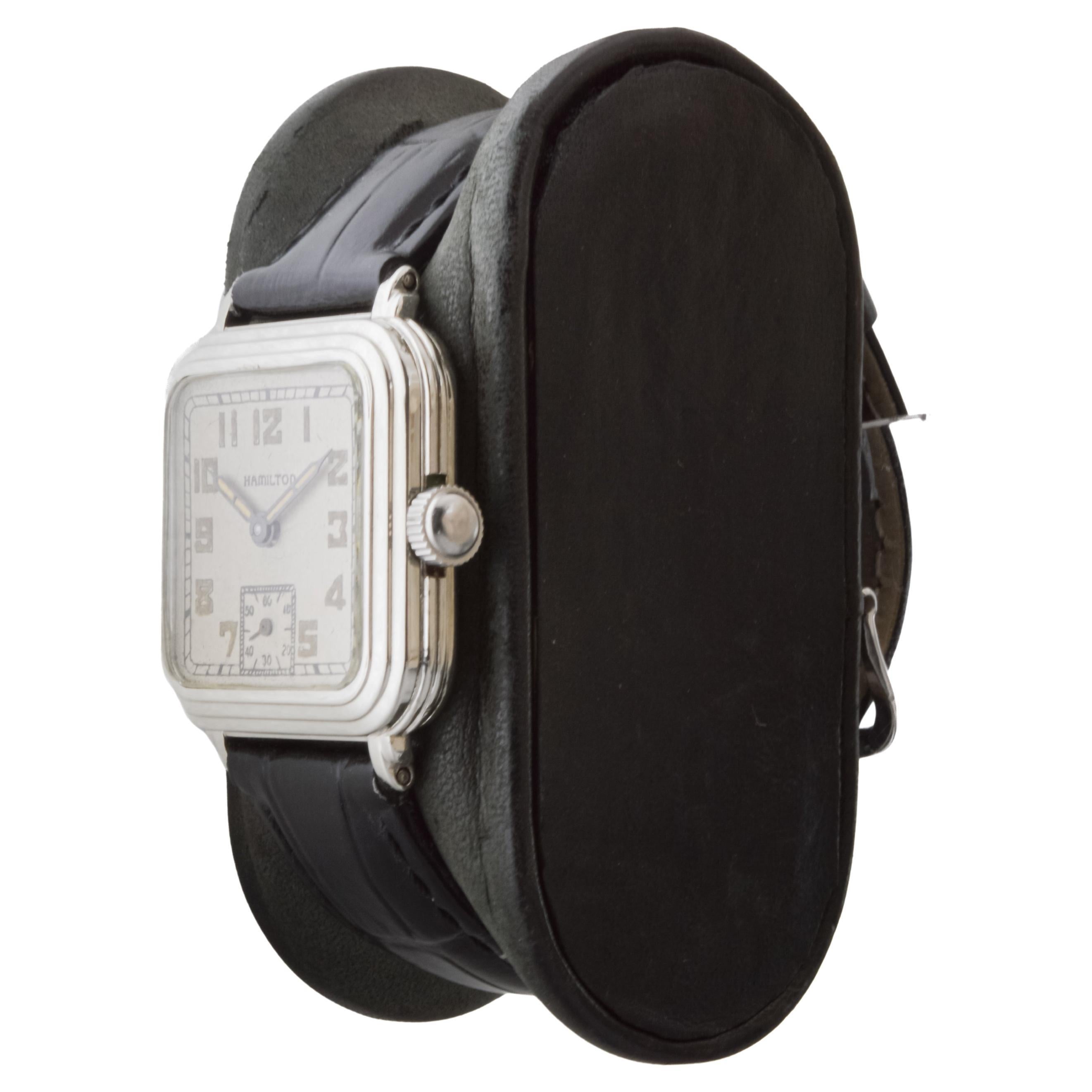 Hamilton White Gold Filled Art Deco Watch With 