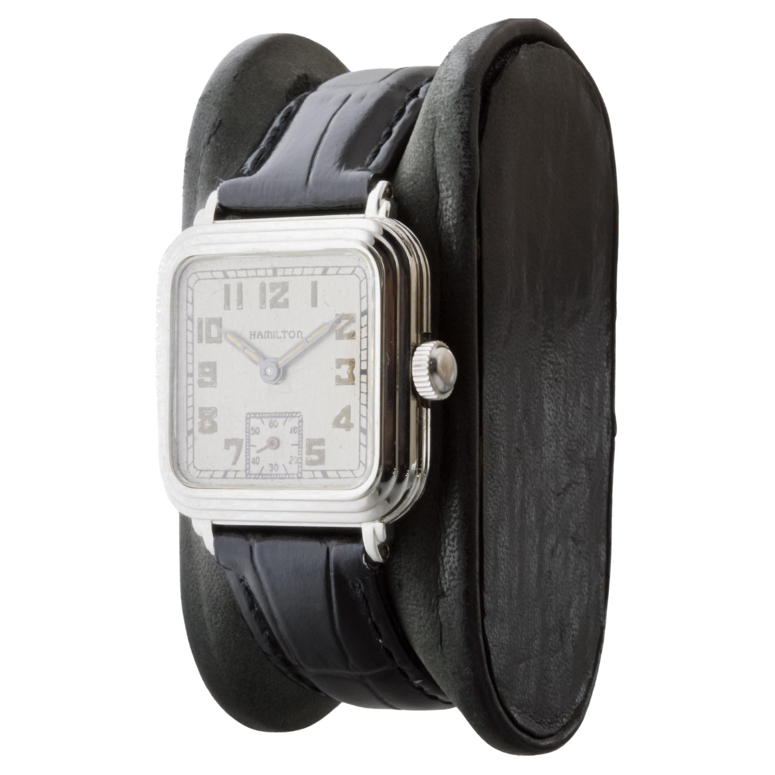 Hamilton White Gold Filled Art Deco Watch With 