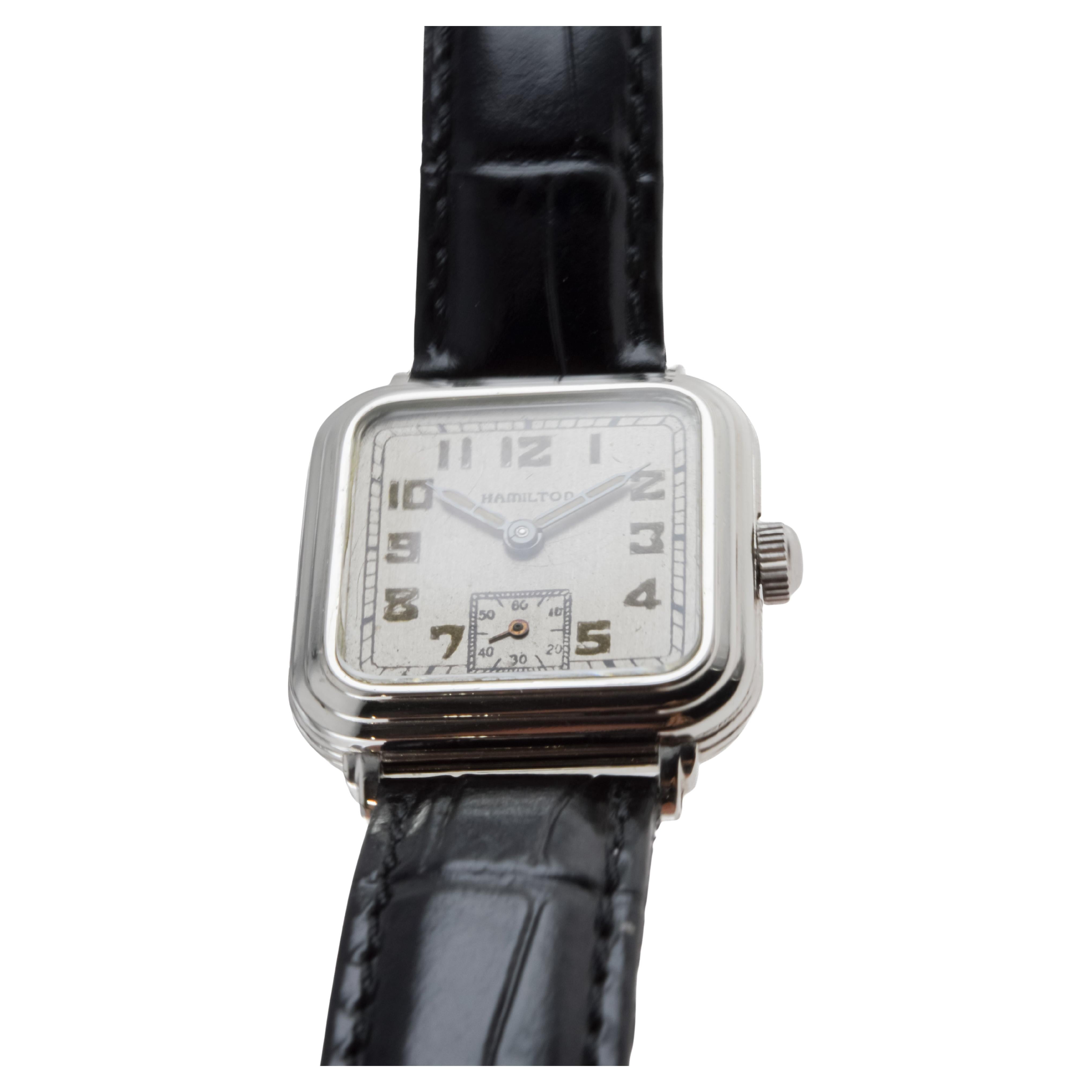 Hamilton White Gold Filled Art Deco Watch With 
