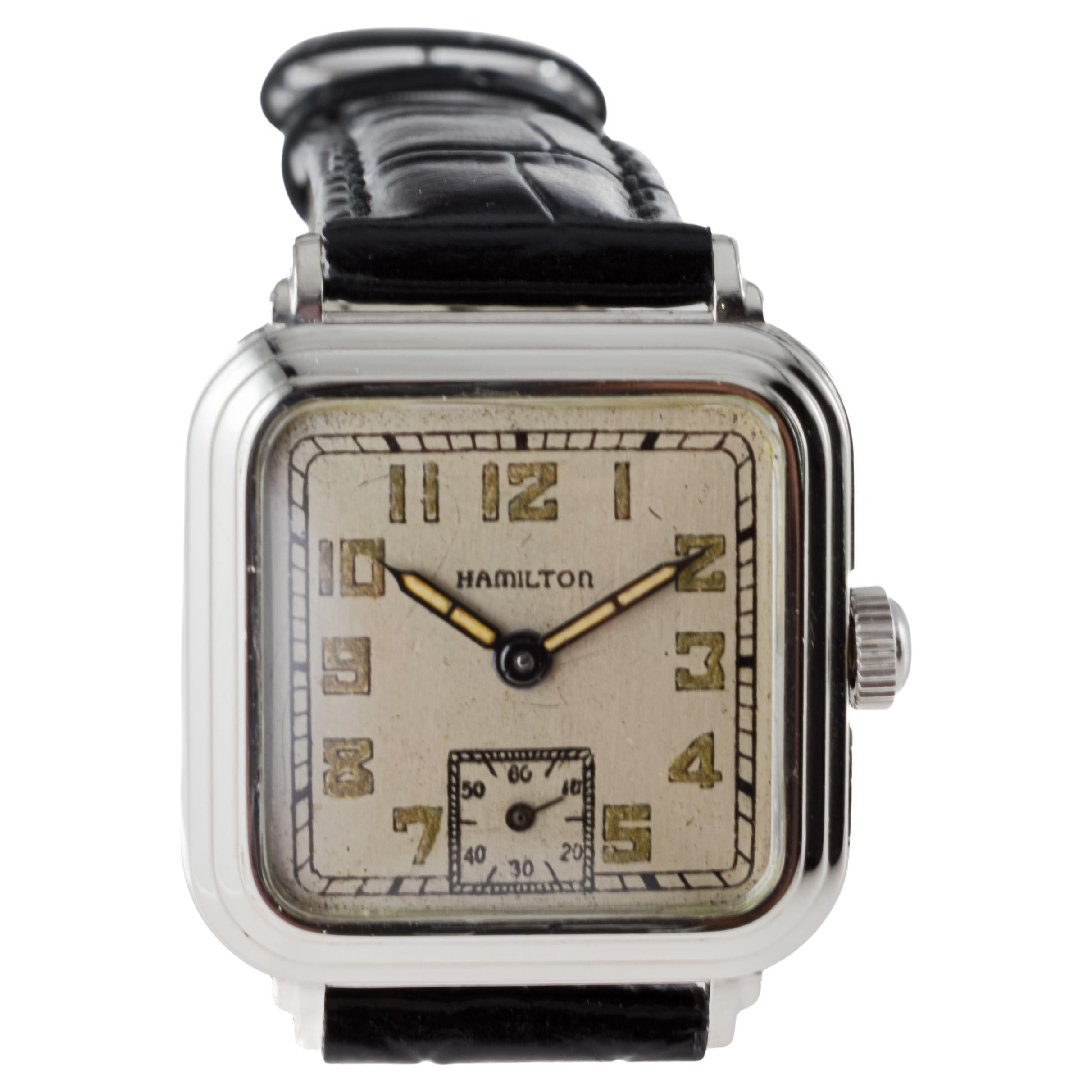 Hamilton White Gold Filled Art Deco Watch With 