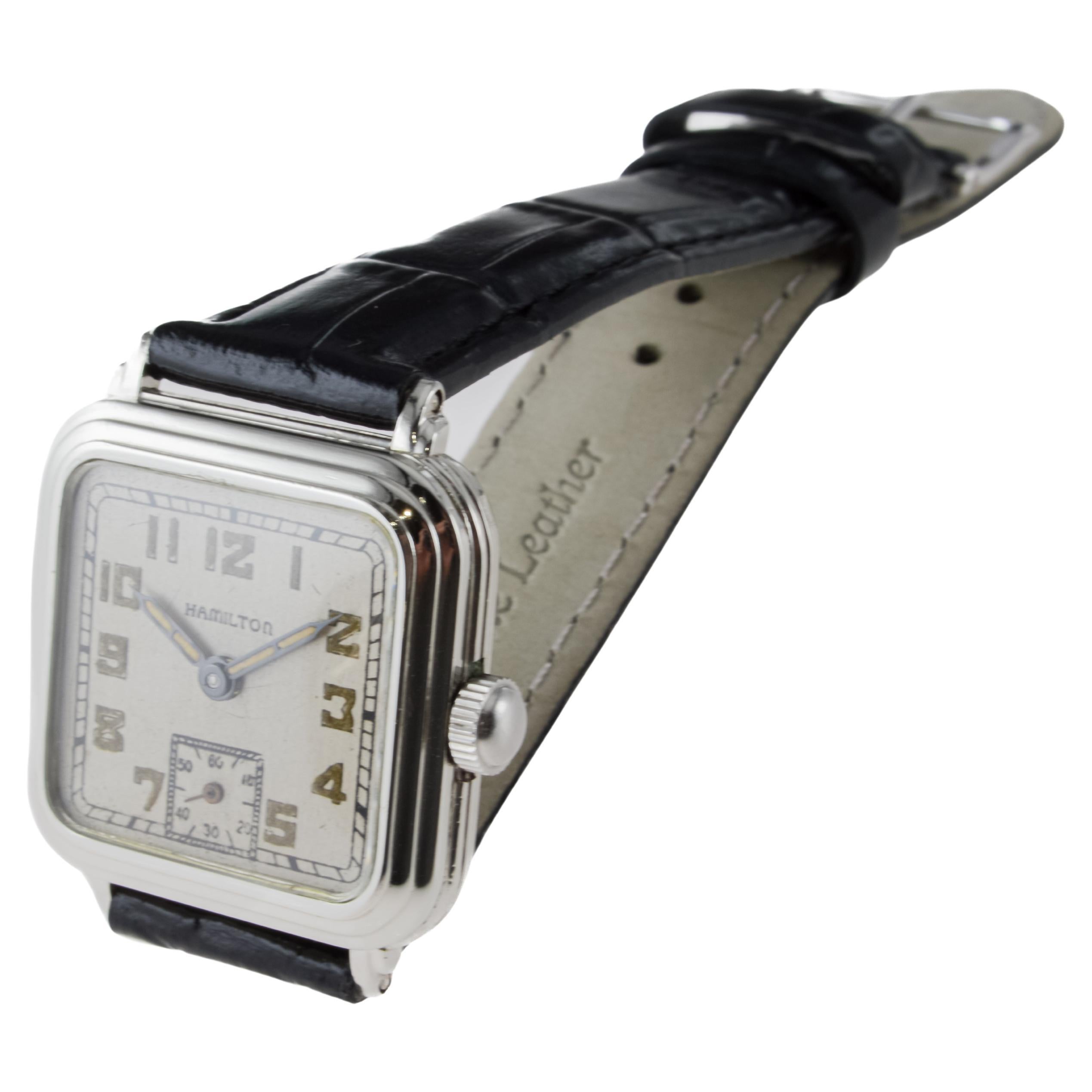 Hamilton White Gold Filled Art Deco Watch With 
