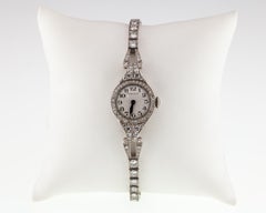 Hamilton Women's Dress Hand-Winding Platinum Watch 3 Cts Diamond Milgrain