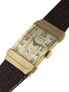 Hamilton Yellow Gold and Diamond Set 1940s Top Hat Wristwatch