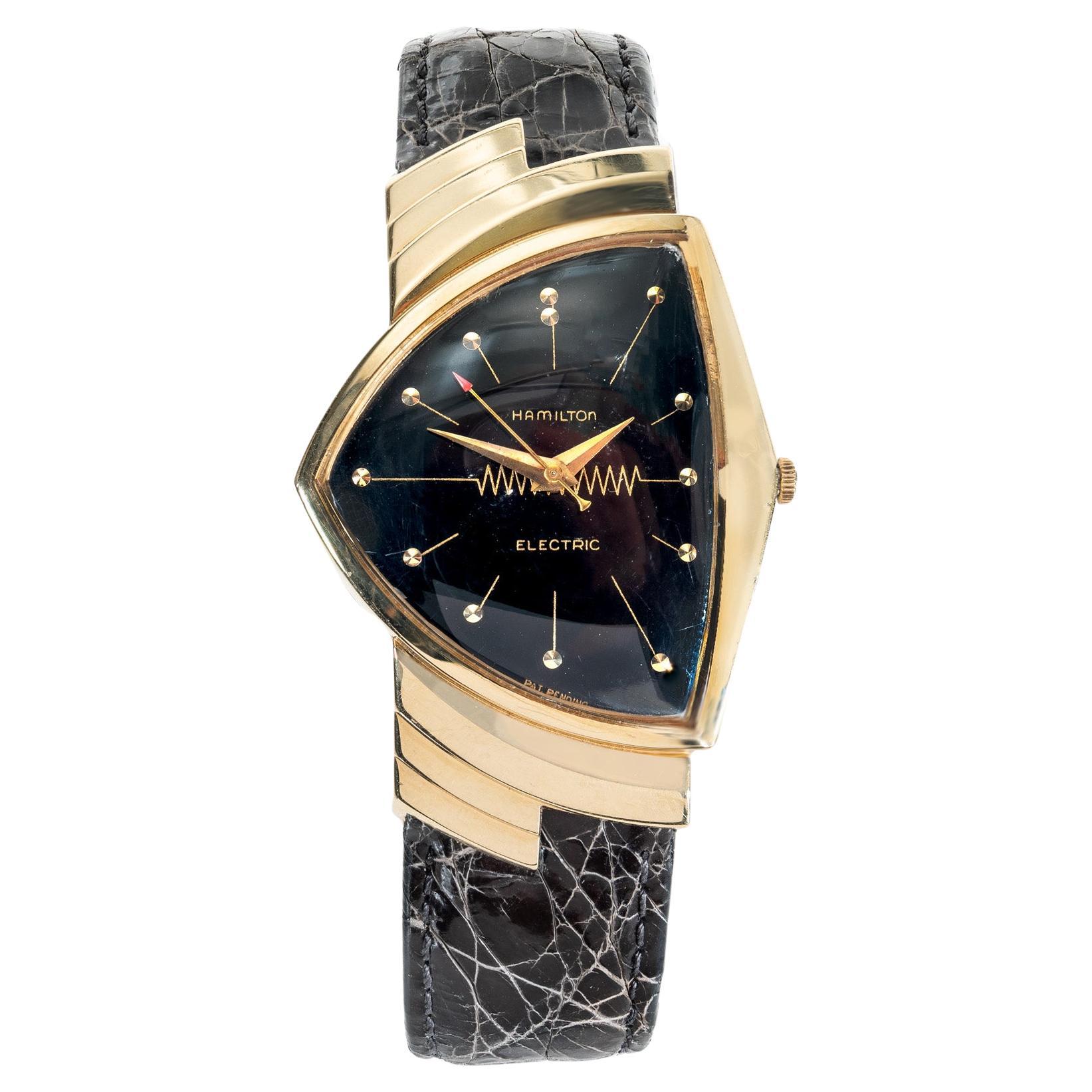 Hamilton Yellow Gold Electric Pacer 500 Wristwatch For Sale