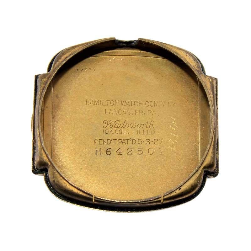 Hamilton Gelbgold gefüllt Art Deco Kissen geformte Uhr aus 1940er Jahren 6
