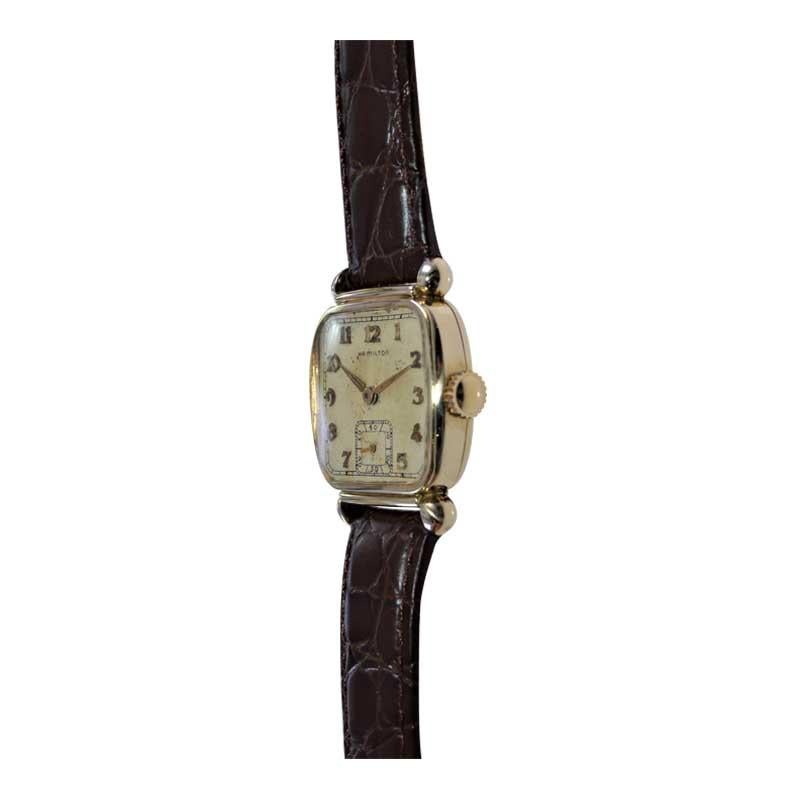 Hamilton Yellow Gold Filled Art Deco Cushion Shaped Watch from 1940's 2