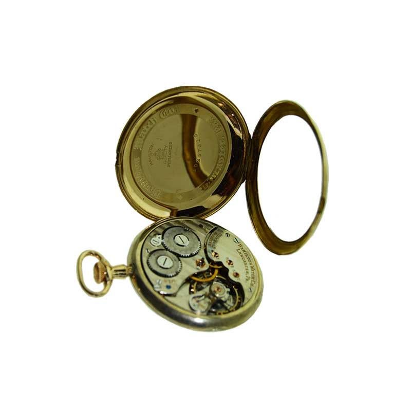 Hamilton Yellow Gold Filled Art Deco Pocket Watch with Enamel Dial, 1921 1