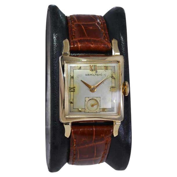 Hamilton Yellow Gold Filled Art Deco Tank Style Wristwatch, circa 1950 ...