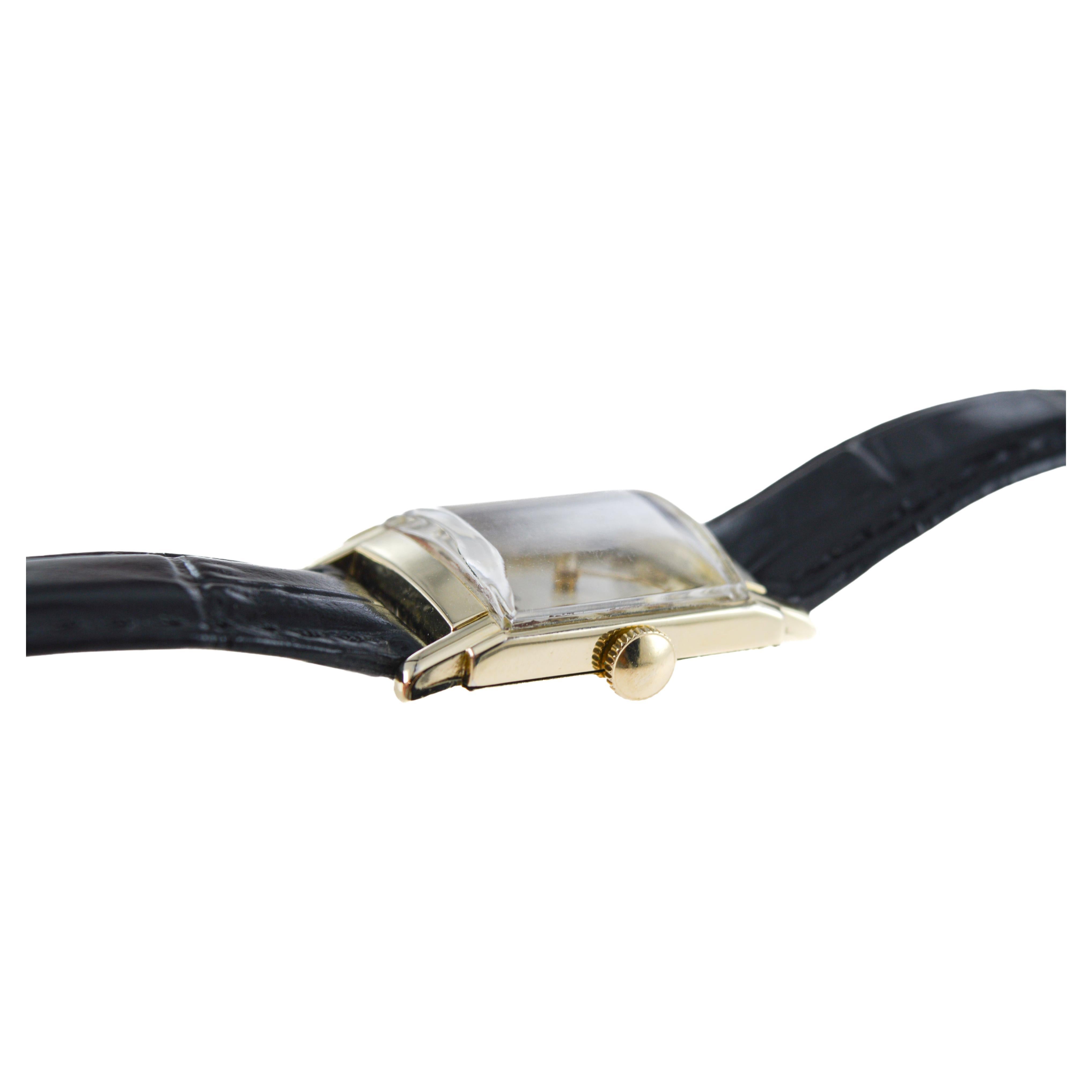 Hamilton Yellow Gold Filled Art Deco Tank Watch with Original Dial Early 40's For Sale 9