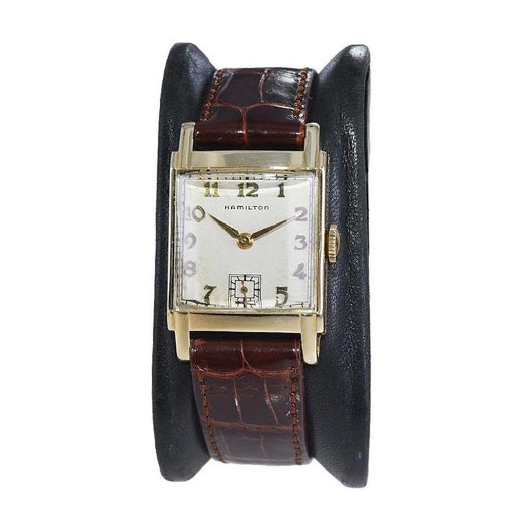 Hamilton Yellow Gold Filled Art Deco Tank Watch with Original Dial