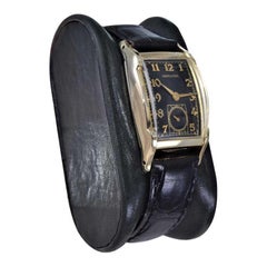 Hamilton Yellow Gold Filled Deco Style Tonneau with Rare Original Dial 1950
