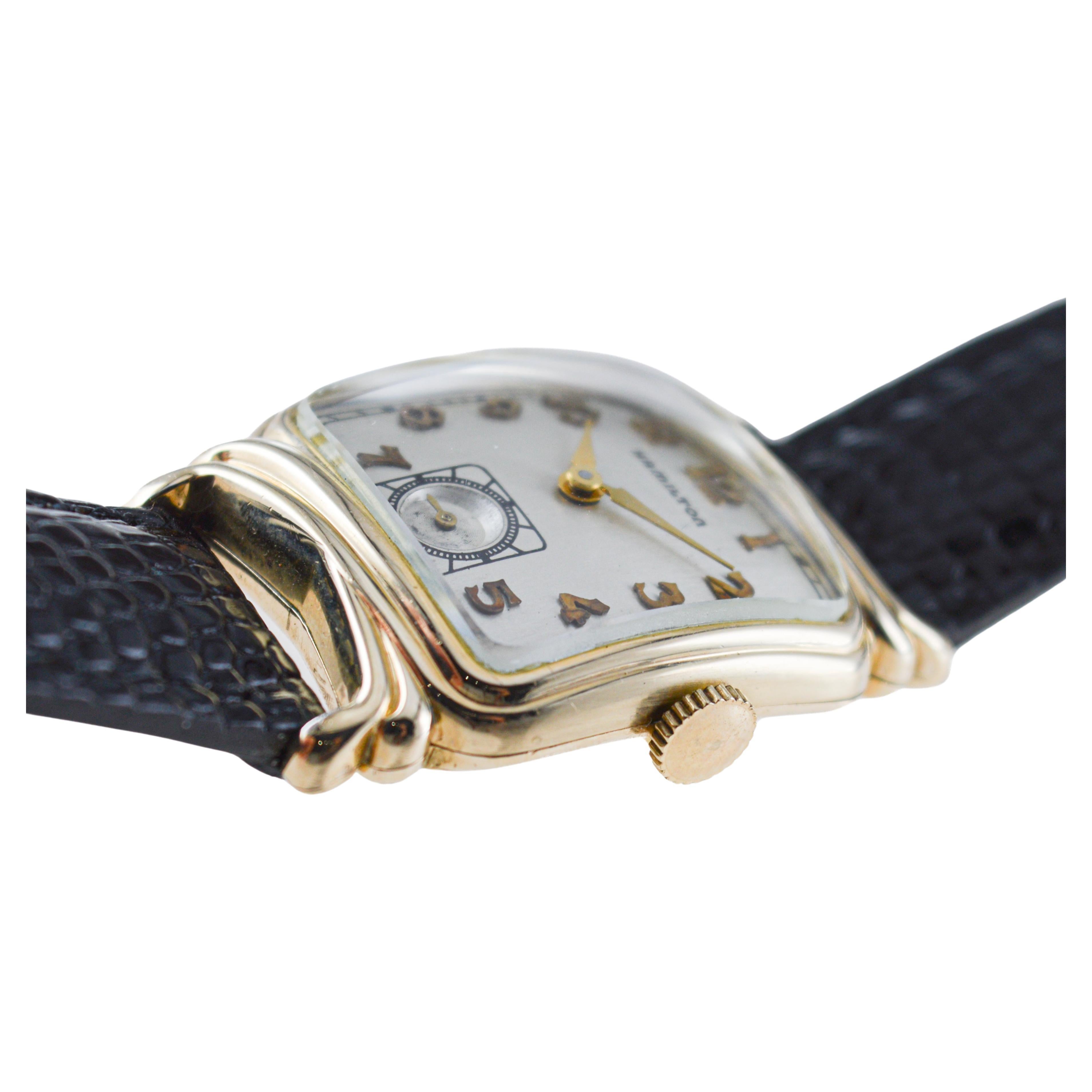 Hamilton Gelbgold gefüllt Art Deco Uhr um 1940 mit Original Schnalle im Angebot 5