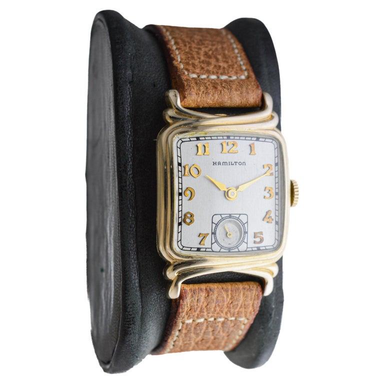 Hamilton Gelbgold gefüllt Art Deco Uhr um 1940 mit Original Schnalle im Angebot 7