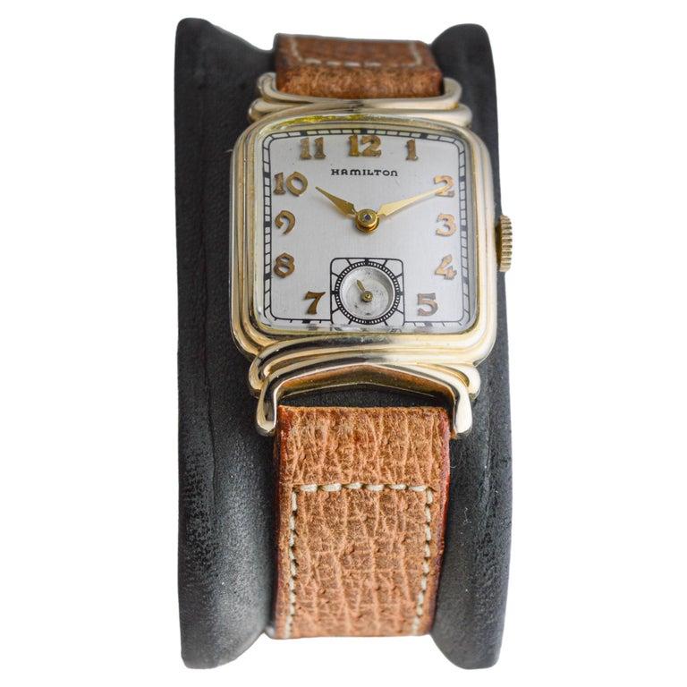 Hamilton Gelbgold gefüllt Art Deco Uhr um 1940 mit Original Schnalle im Angebot 8
