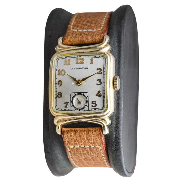 Hamilton Gelbgold gefüllt Art Deco Uhr um 1940 mit Original Schnalle im Angebot 9
