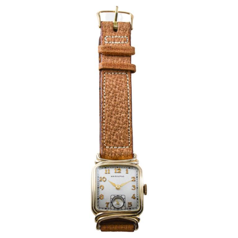 Hamilton Gelbgold gefüllt Art Deco Uhr um 1940 mit Original Schnalle im Angebot 10