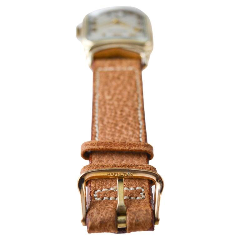 Hamilton Gelbgold gefüllt Art Deco Uhr um 1940 mit Original Schnalle im Angebot 11