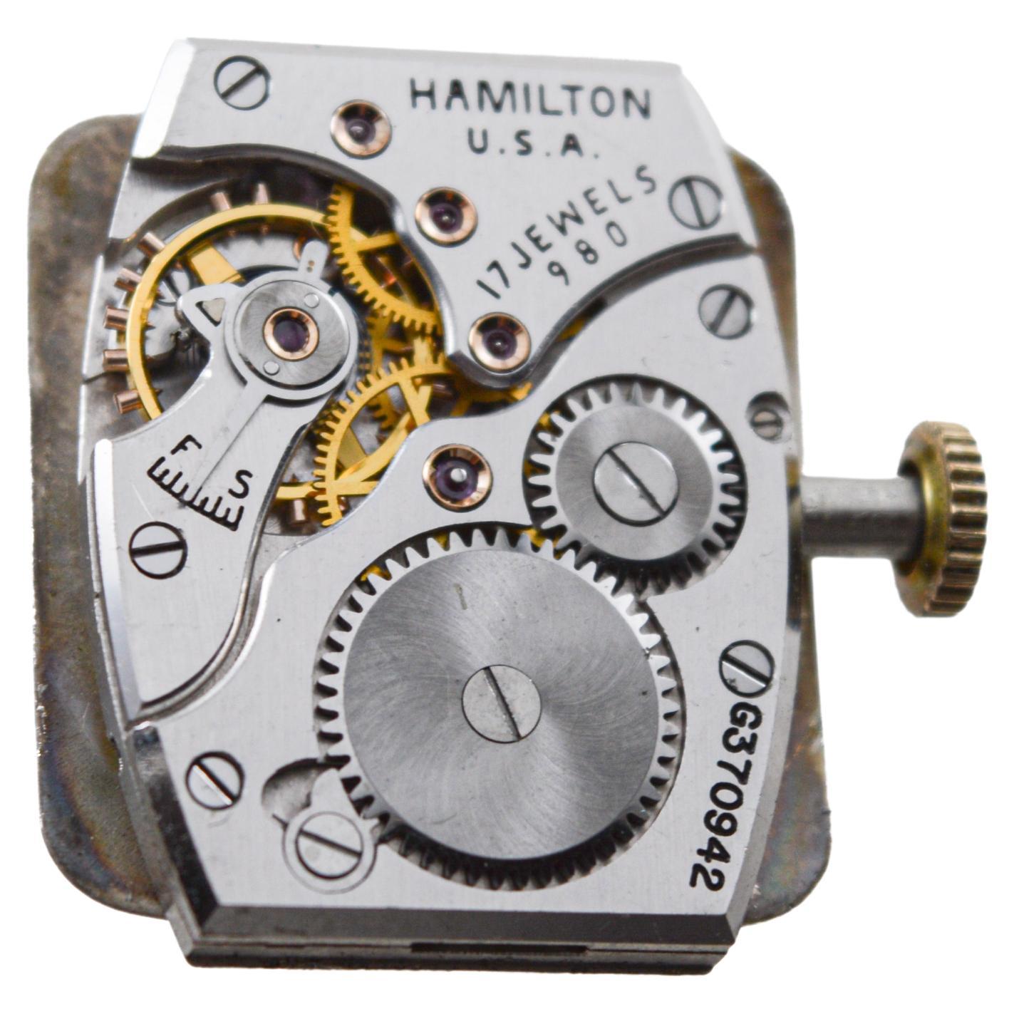 Hamilton Gelbgold gefüllt Art Deco Uhr um 1940 mit Original Schnalle im Angebot 13