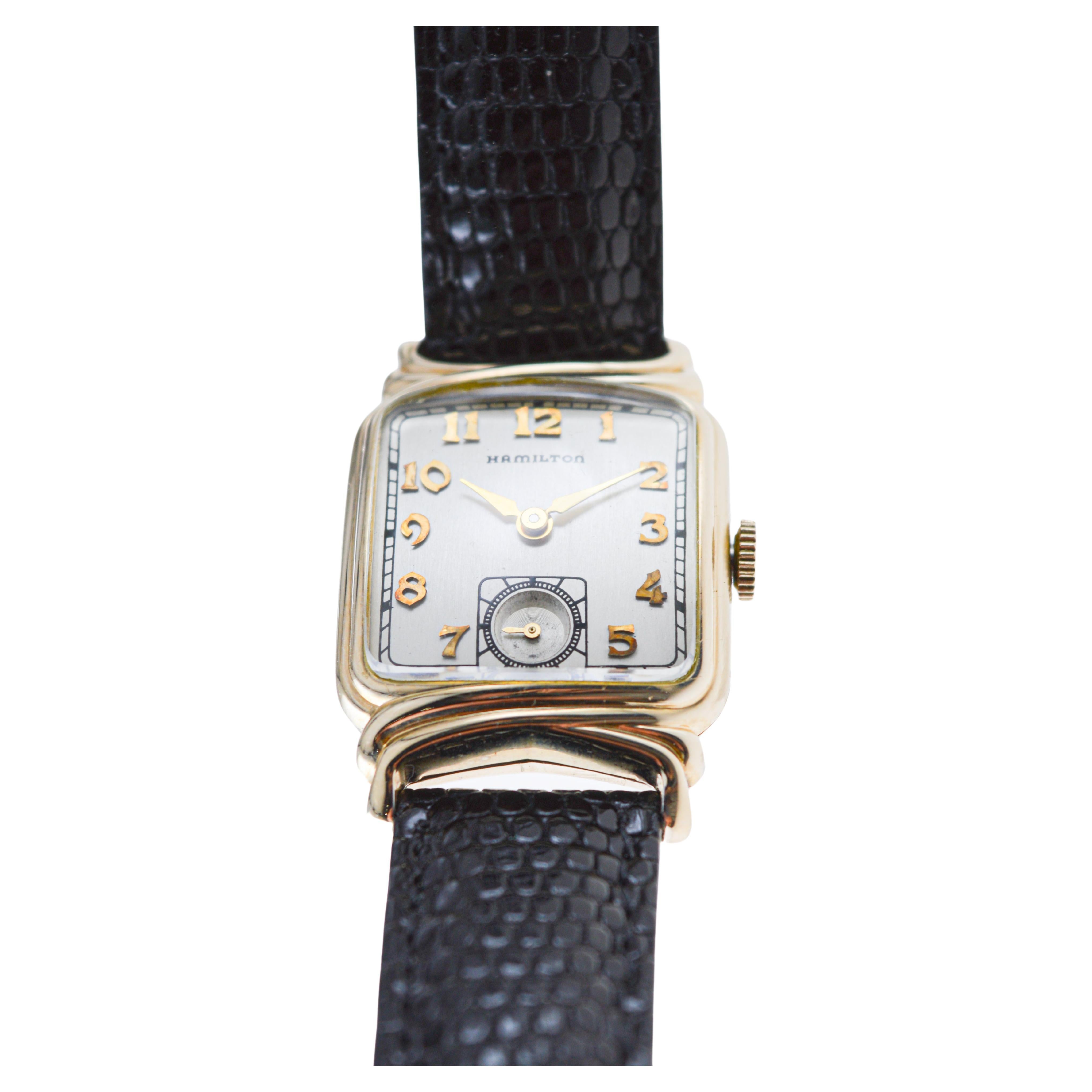 Hamilton Gelbgold gefüllt Art Deco Uhr um 1940 mit Original Schnalle im Angebot 2