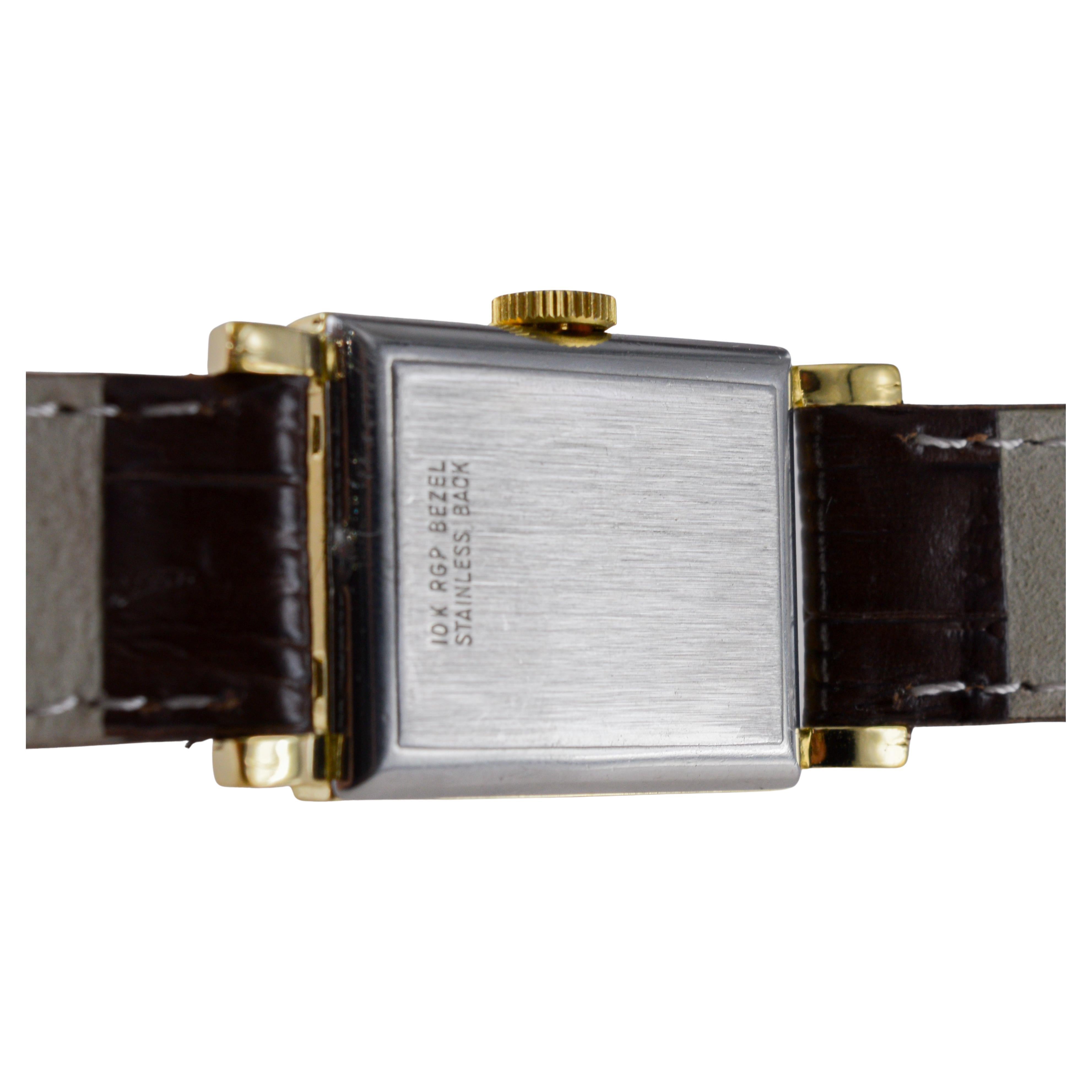 Hamilton Yellow Gold Filled Art Deco Watch circa 1940's with Unique Dial For Sale 10