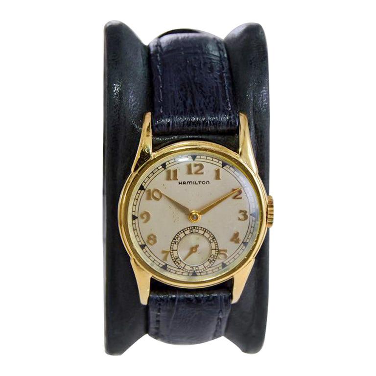 Hamilton Yellow Gold Filled Art Deco Watch from 1940's with Original Dial 2
