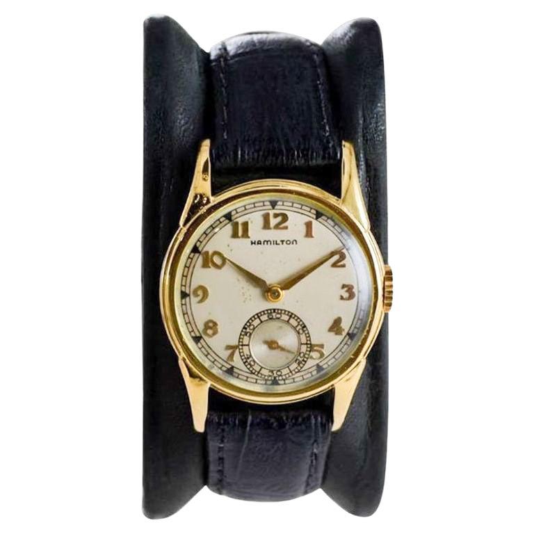 Hamilton Yellow Gold Filled Art Deco Watch from 1940's with Original Dial 4