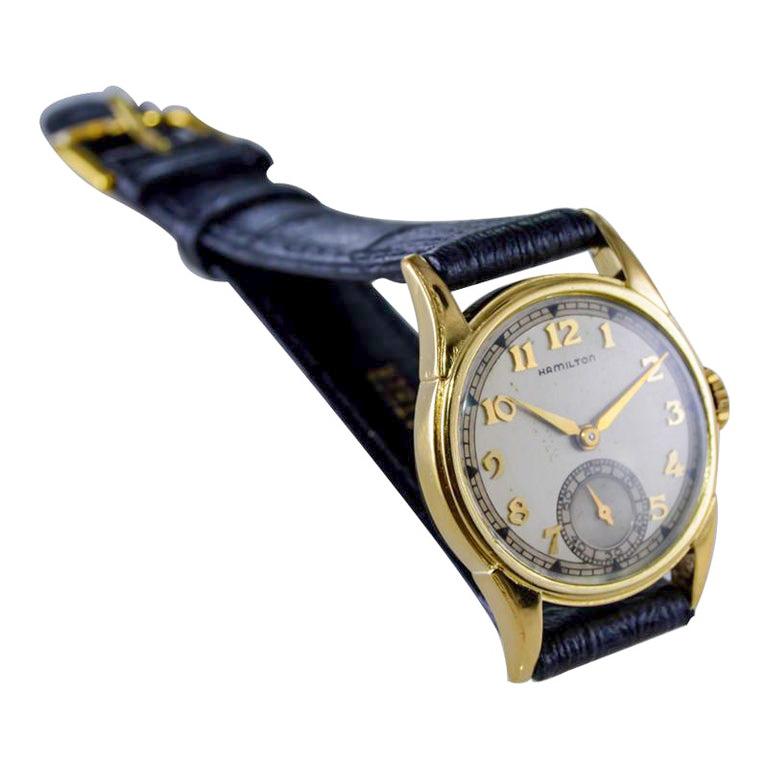 Hamilton Yellow Gold Filled Art Deco Watch from 1940's with Original Dial 5