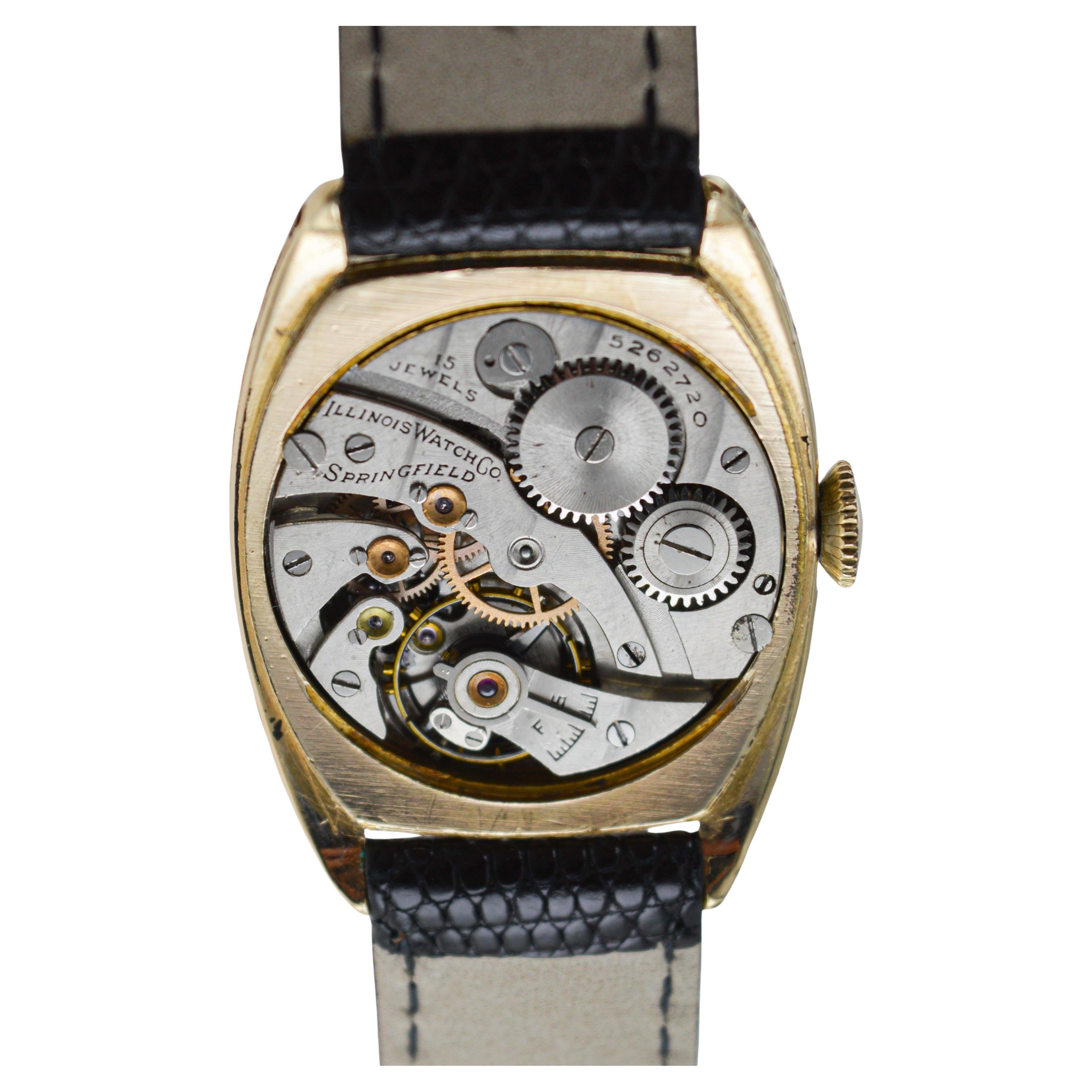Hamilton Yellow Gold Filled Deco Style Tonneau with Rare Original Dial 1950 For Sale 14