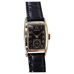 Hamilton Yellow Gold Filled Deco Style Tonneau with Rare Original Dial 1950